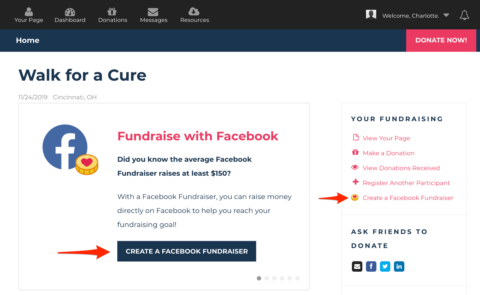 Facebook Fundraiser Dashboard