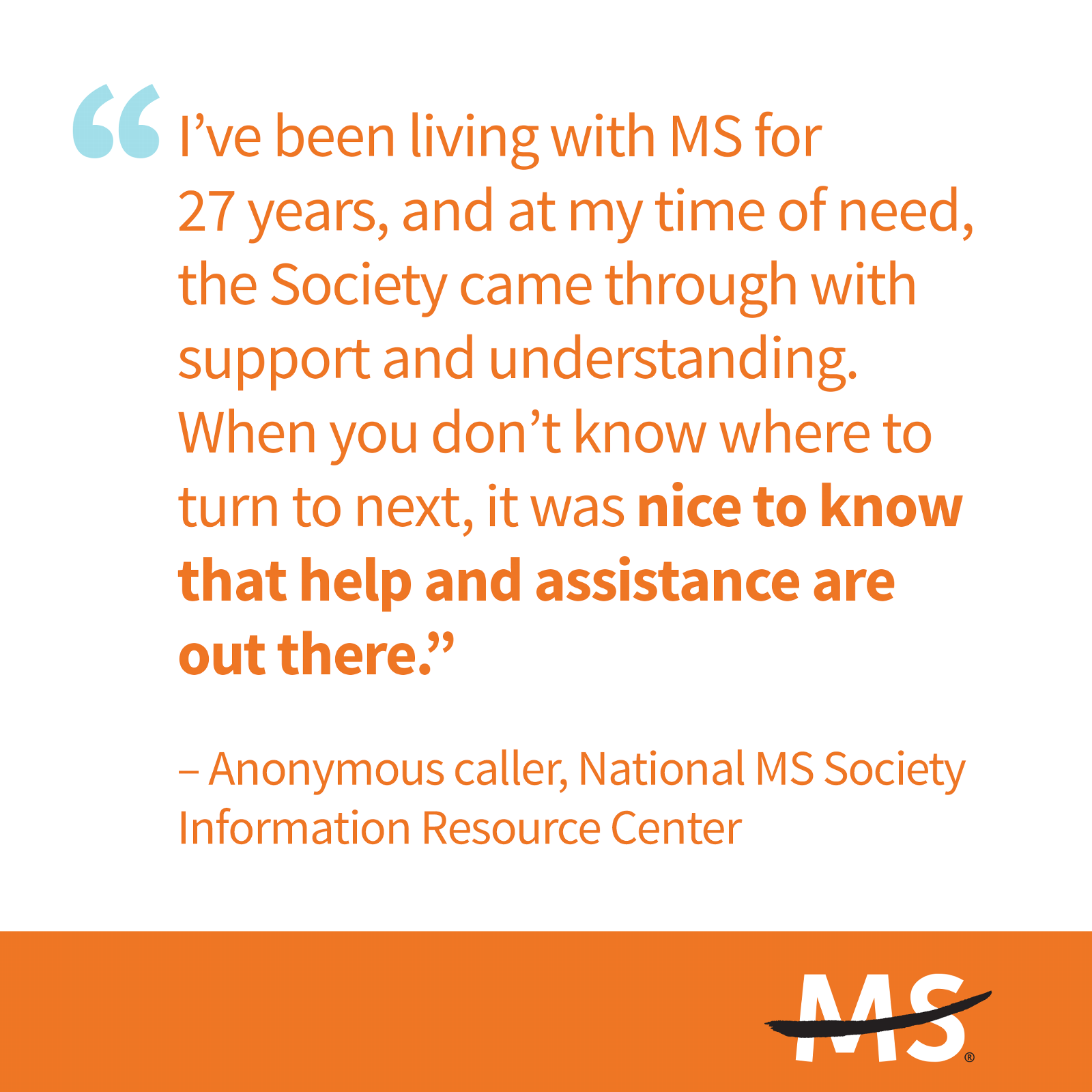 Quote from person living with MS for 27 years