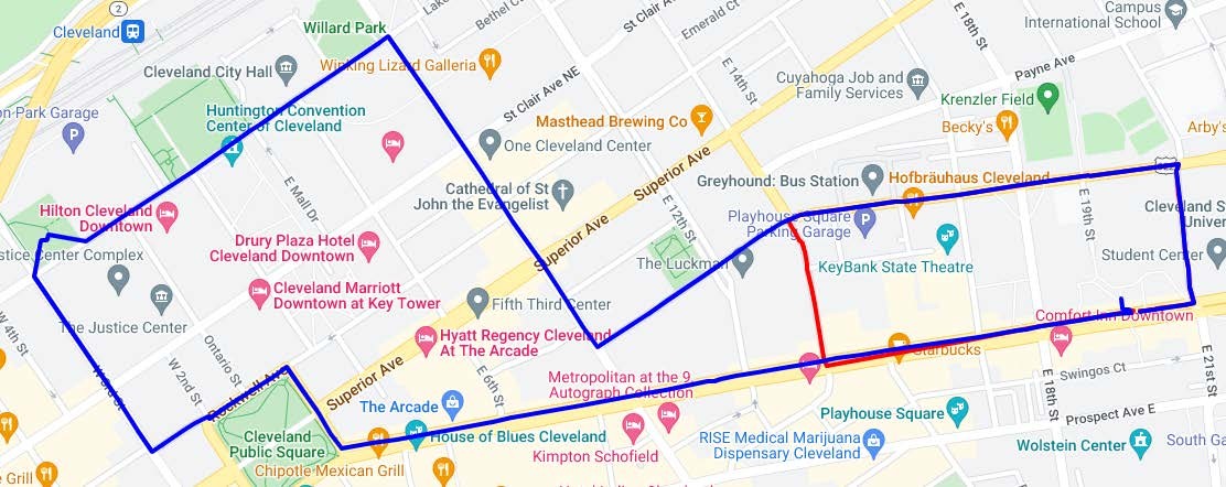 Walk MS:Cleveland 2022 route map