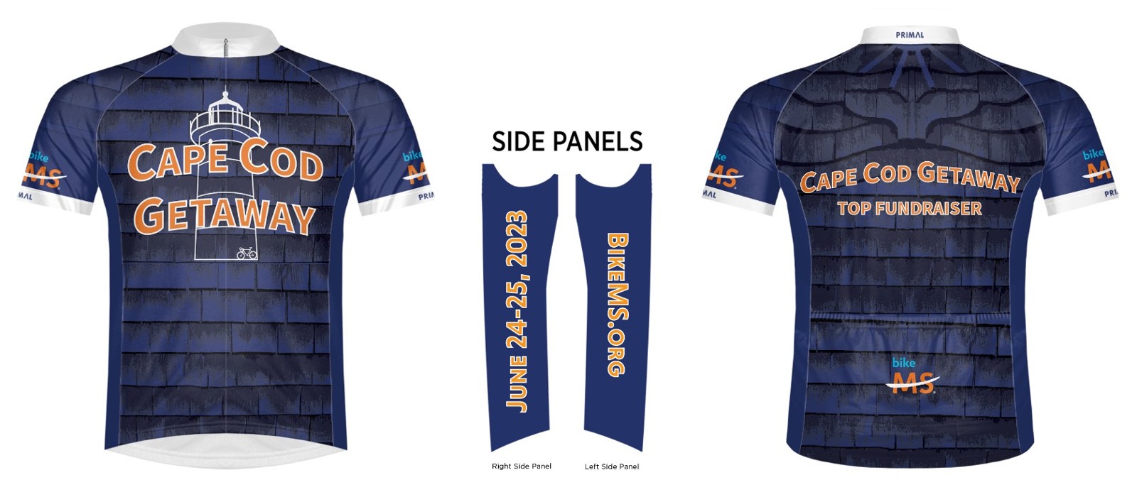 2023 Bike MS Cape Cod Getaway Top Fundraiser jersey