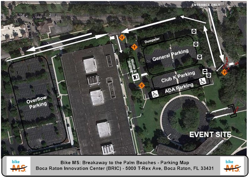 Bike MS: Breakaway to the Palm Beaches 2023 parking map