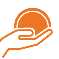 Icon Image of a Hand Holding a Circle