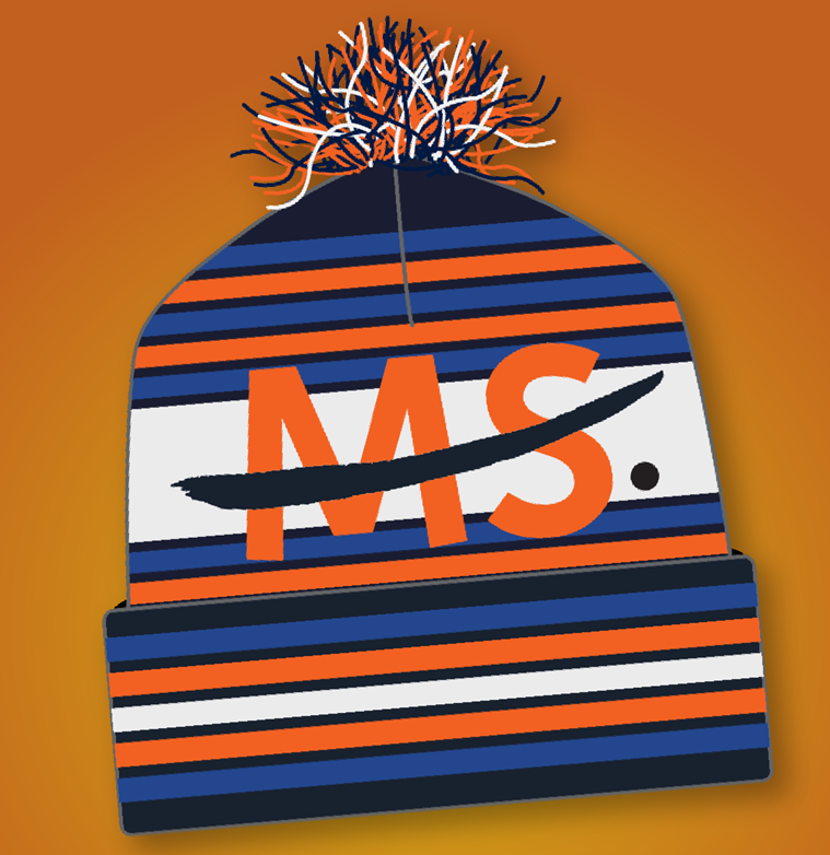 Striped Orange Beanie Hat with National MS Society Logo