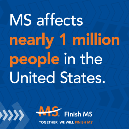 Infographic that reads "MS affects nearly 1 million people in the United States."