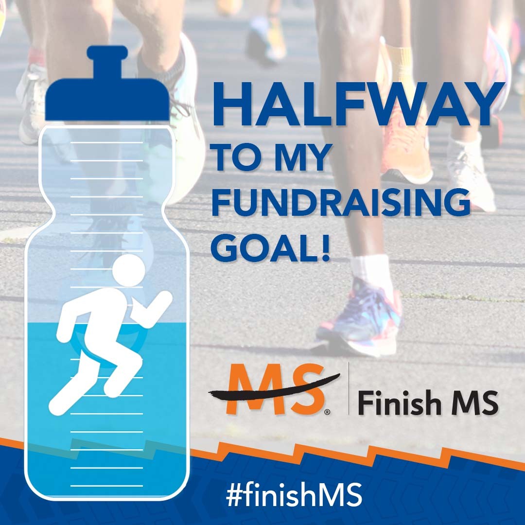Finish MS - Together, We Will Finish MS, Fundraising Progress Water Bottle Percent Images