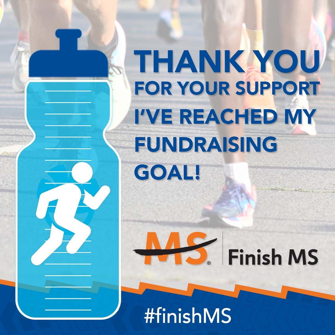 Finish MS - Together, We Will Finish MS, Fundraising Progress Water Bottle Percent Images