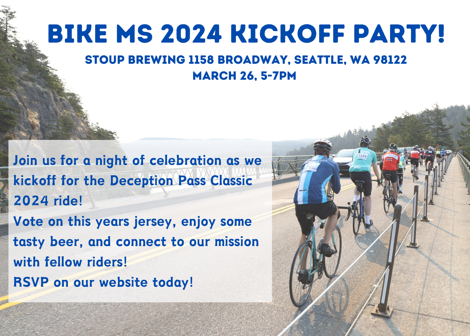 Graphic with 2024 Bike MS Kickoff Party Details