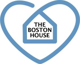 A heart with an outline of a house inside with the words "The Boston House"