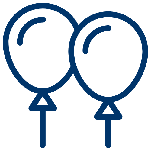 Blue icon of two balloons